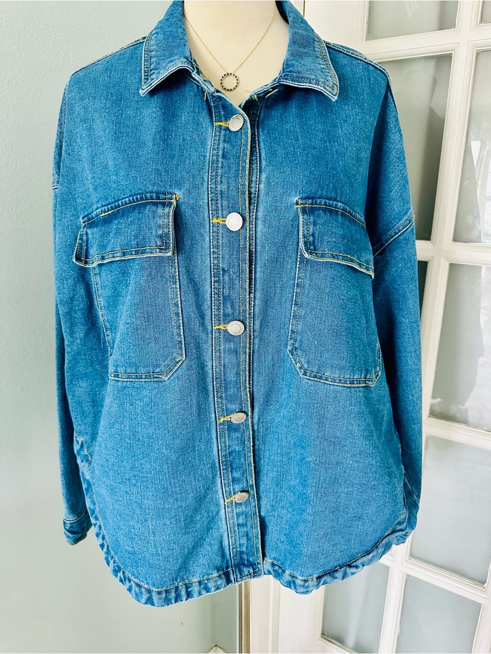 Classic Blue Denim Jacket - Women's Button-Up Coat